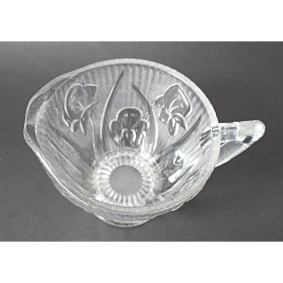 Depression Glass Iris And Herringbone Cream and Sugar with Lid Jeanette  1930's - Picture 4 of 7